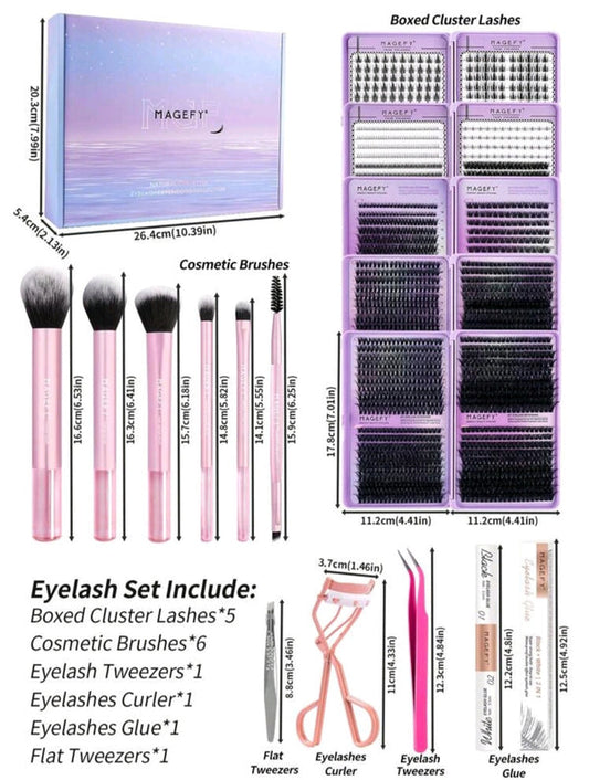 3406PCS D Curl Cluster Manga Lashes Gift Set