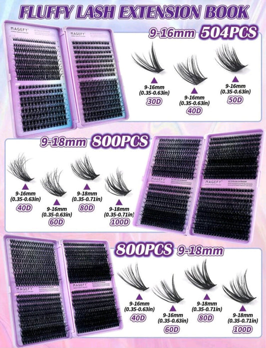 3406PCS D Curl Cluster Manga Lashes Gift Set