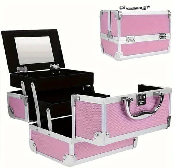 Portable Aluminum Alloy Cosmetic Organizer Box