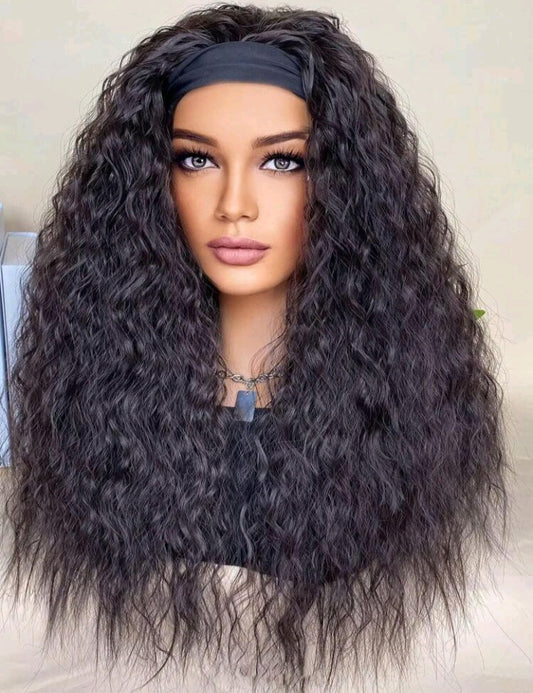 Long Water Wave Dark Brown  Headband Wig