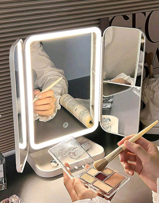 Tri-Fold LED Makeup Mirror